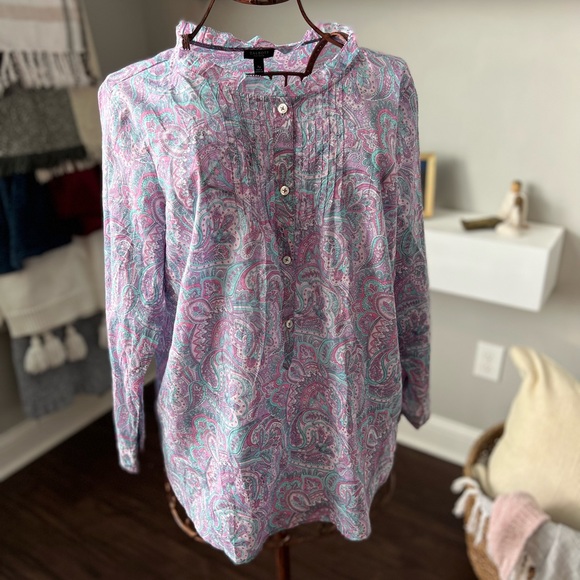 NWT Talbots Pastel Paisley Long Sleeve Blouse Plus Petite Size XP - Picture 2 of 14
